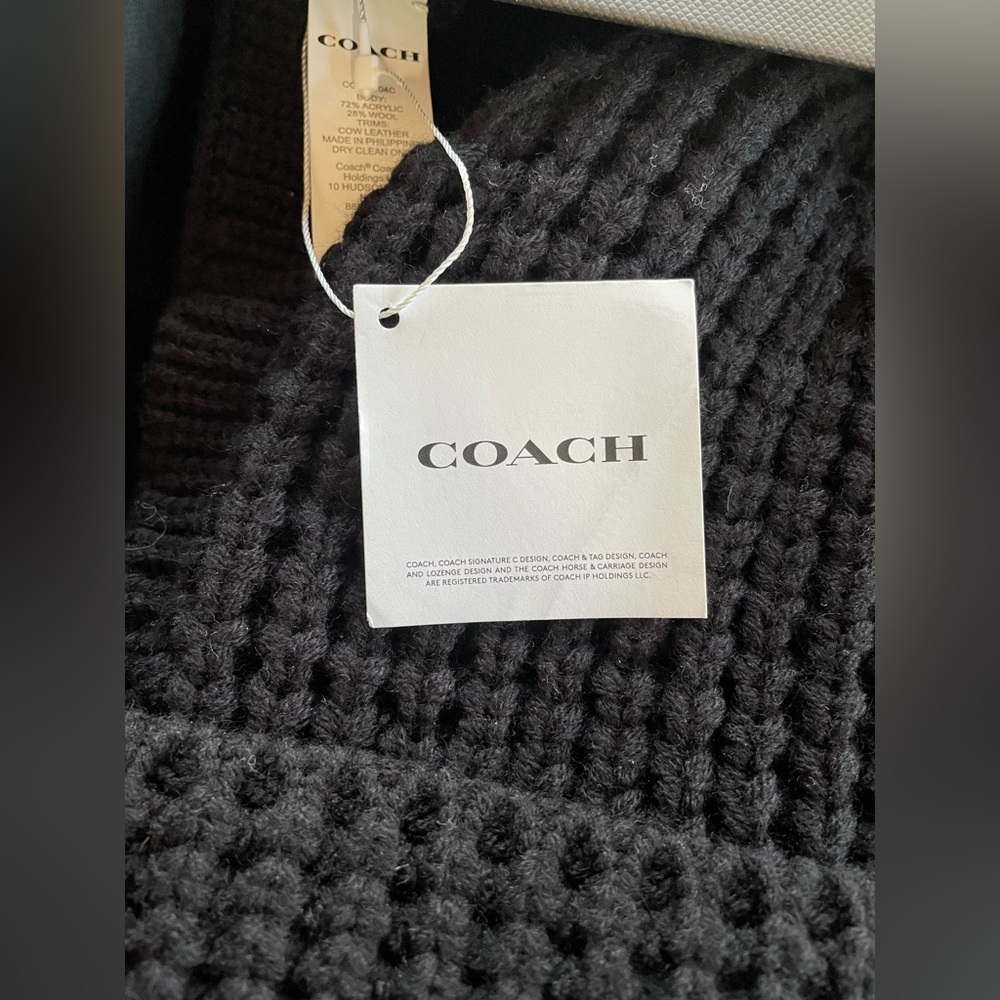NEW Coach Black Knit Hat, Scarf & Glove Set - Picture 3 of 6